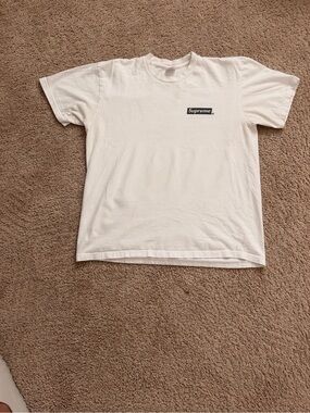 Supreme White Tee with Small Black Logo - Men's Short Sleeve